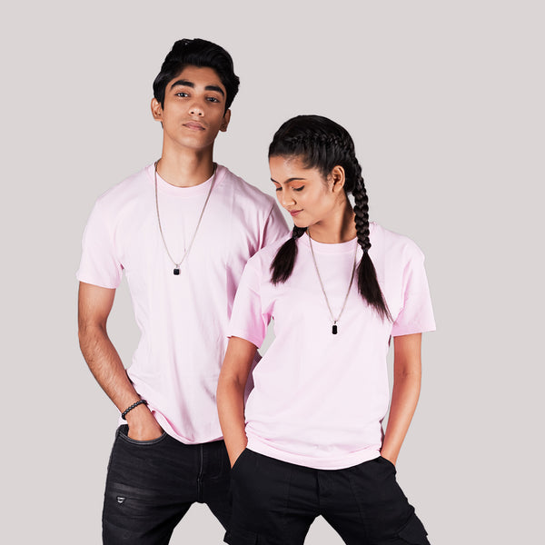 Baby Pink Solid Slim Fit T-Shirt