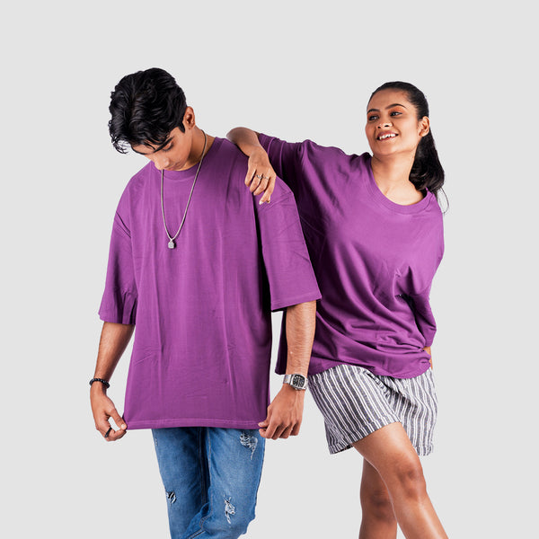 Plum Purple Solid Oversized T-Shirt