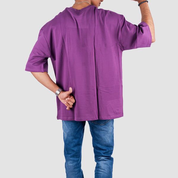 Plum Purple Solid Oversized T-Shirt