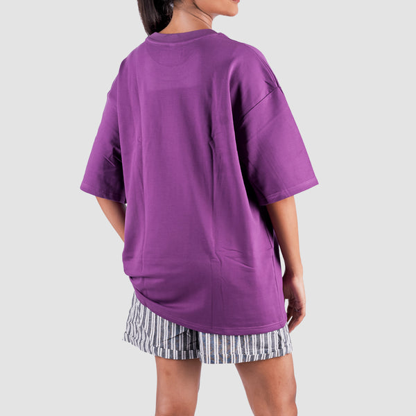 Plum Purple Solid Oversized T-Shirt