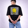 Happiness Black Oversized T-Shirt