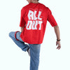 All Out Quotation Red Oversized T-Shirt