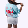 All I Need Is Money Quoted Sky Blue Oversized T-Shirt