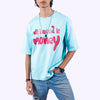 All I Need Is Money Quoted Sky Blue Oversized T-Shirt