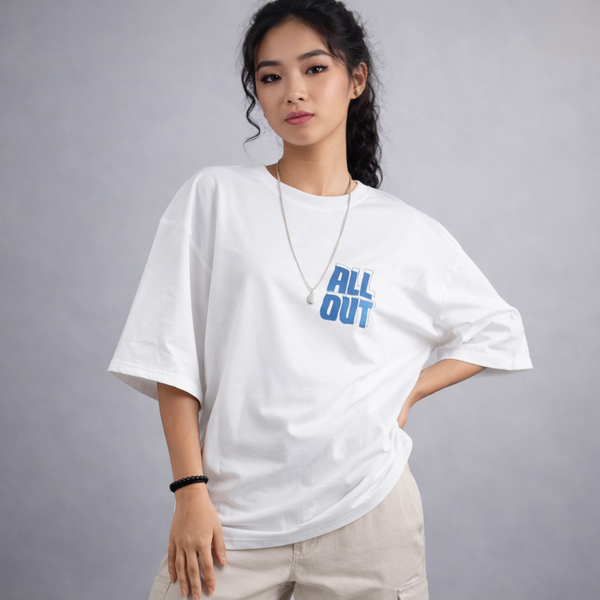 All Out Quotation White Oversized T-Shirt
