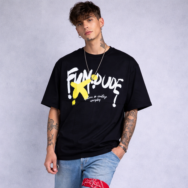 Fun Dude Black Oversized T-Shirt