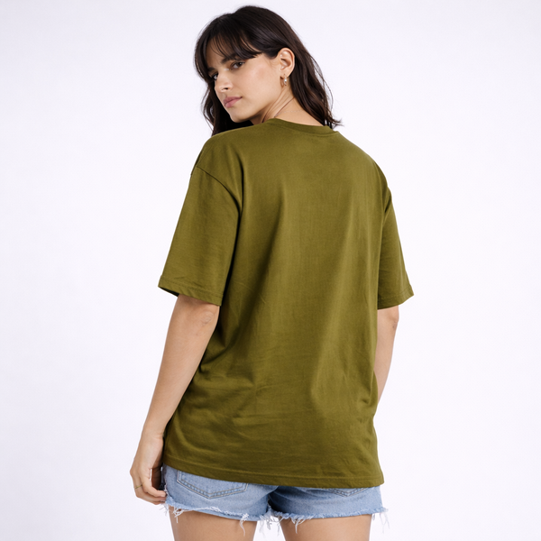 Moss Green Solid Oversized T-Shirt