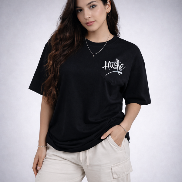 Hustle Black Oversized T-Shirt