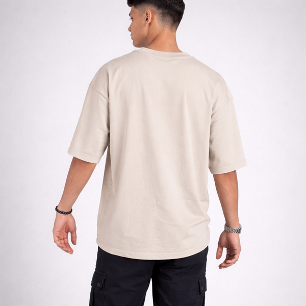 Cement Gray Solid Oversized T-Shirt