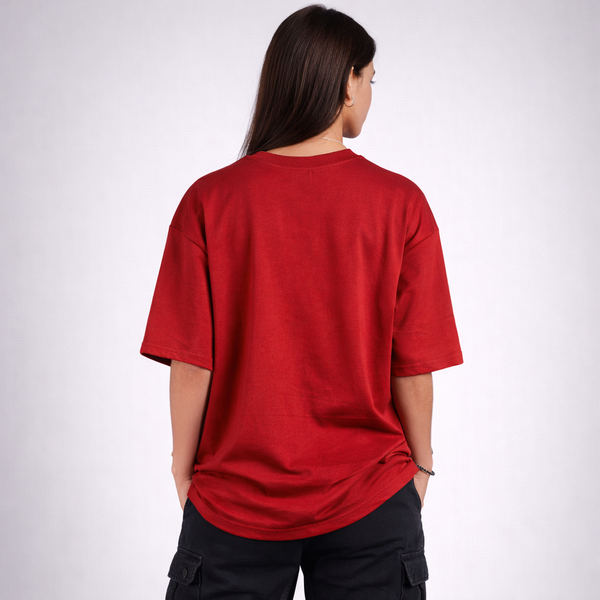 Maroon Solid Oversized T-Shirt