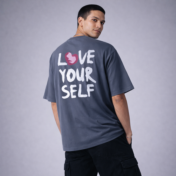 Love Yourself Gray Oversized T-Shirt