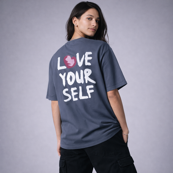 Love Yourself Gray Oversized T-Shirt