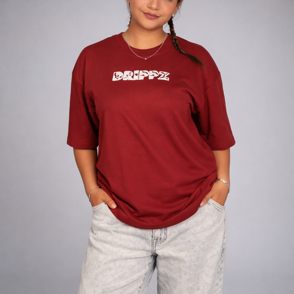 Crocodile Maroon Oversized T-Shirt
