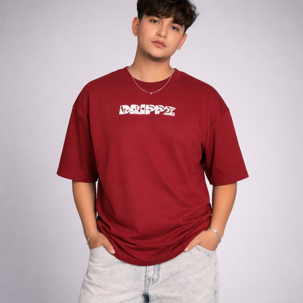 Crocodile Maroon Oversized T-Shirt