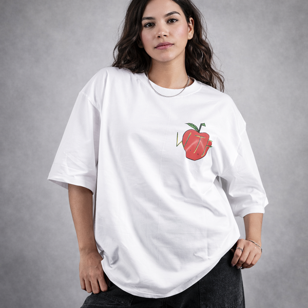 Hungry Stomach Inquire White Oversized T-Shirt