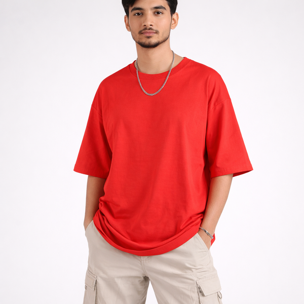Red Solid Oversized T-Shirt