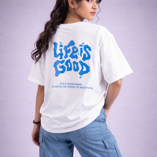 Life is Good White Oversized T-Shirt