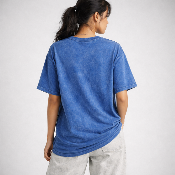 DRIPPZ Signature Royal Blue Acid Wash Oversized T-Shirt