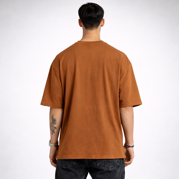 Dark Brown Solid Oversized T-Shirt