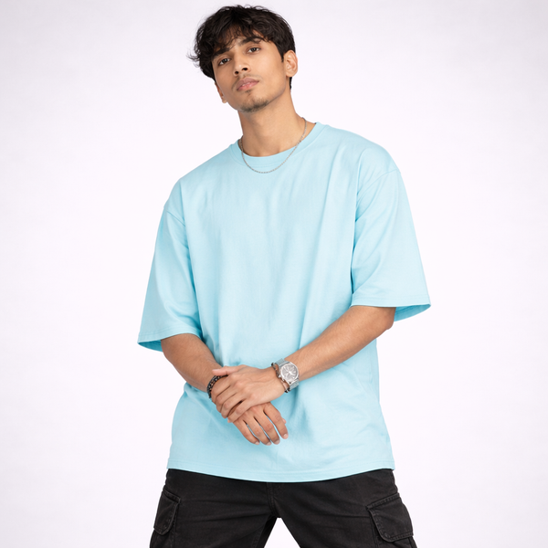 Aruba Blue Solid Oversized T-Shirt