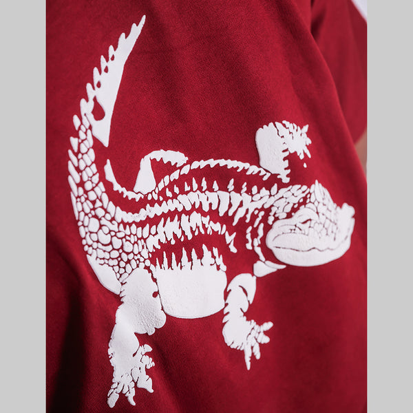 Crocodile Maroon Oversized T-Shirt