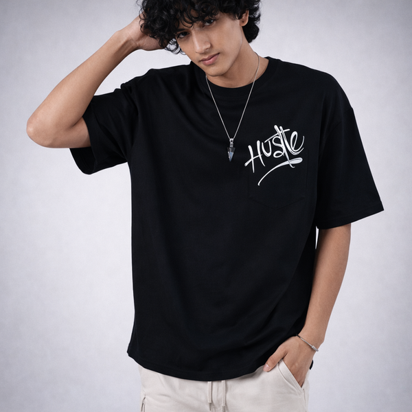 Hustle Black Oversized T-Shirt